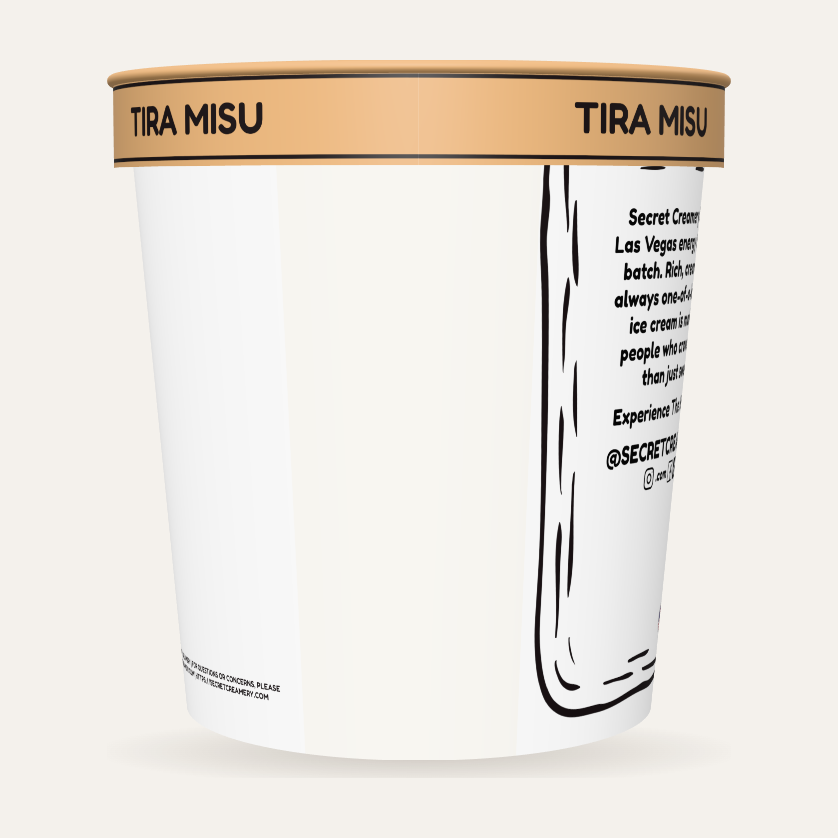 Secret Creamery Tiramisu — High Protein 16 oz pint — high protein ice cream (30g protein) — back