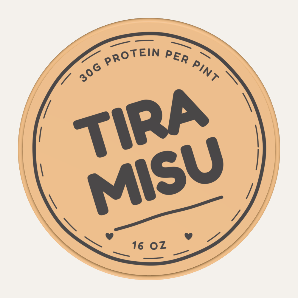Secret Creamery Tiramisu — High Protein 16 oz pint — high protein ice cream (30g protein) — top