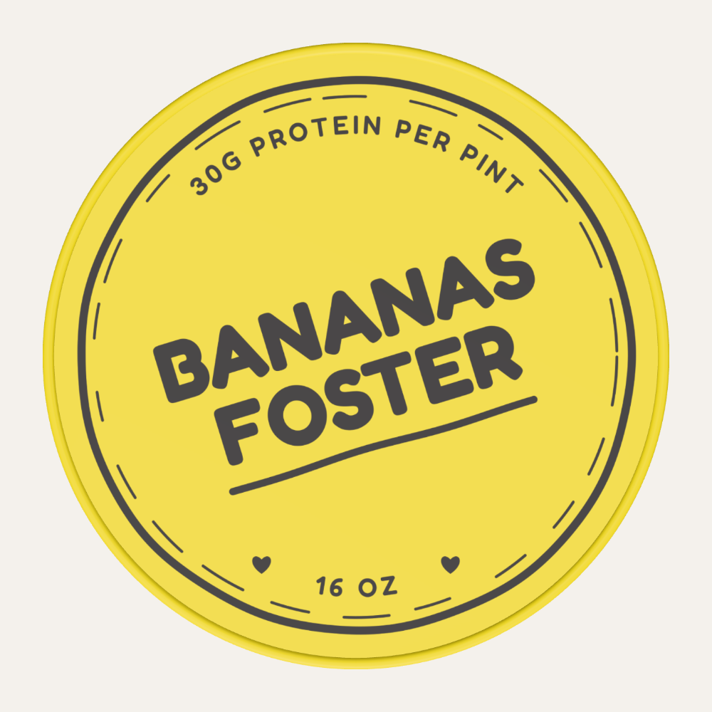 Secret Creamery Bananas Foster — High Protein 16 oz pint — high protein ice cream (30g protein) — top
