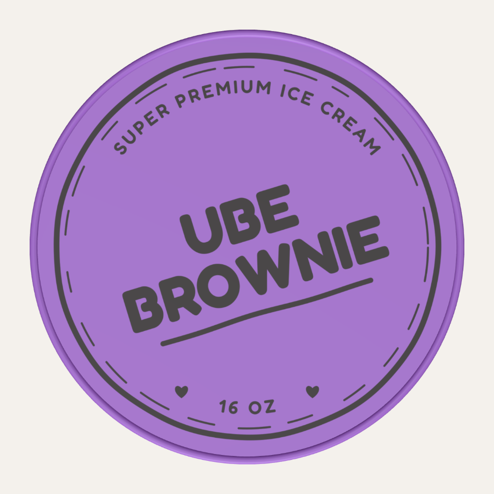 Secret Creamery Ube Brownie 16 oz pint — super premium ice cream — top