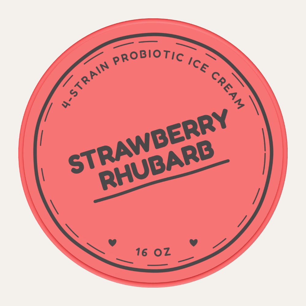Secret Creamery Strawberry Rhubarb — Probiotic 16 oz pint — 4-strain probiotic ice cream — top