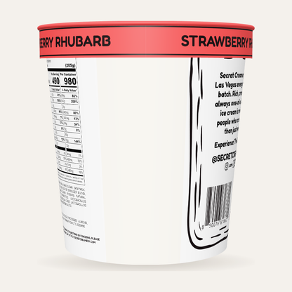 Secret Creamery Strawberry Rhubarb — Probiotic 16 oz pint — 4-strain probiotic ice cream — back