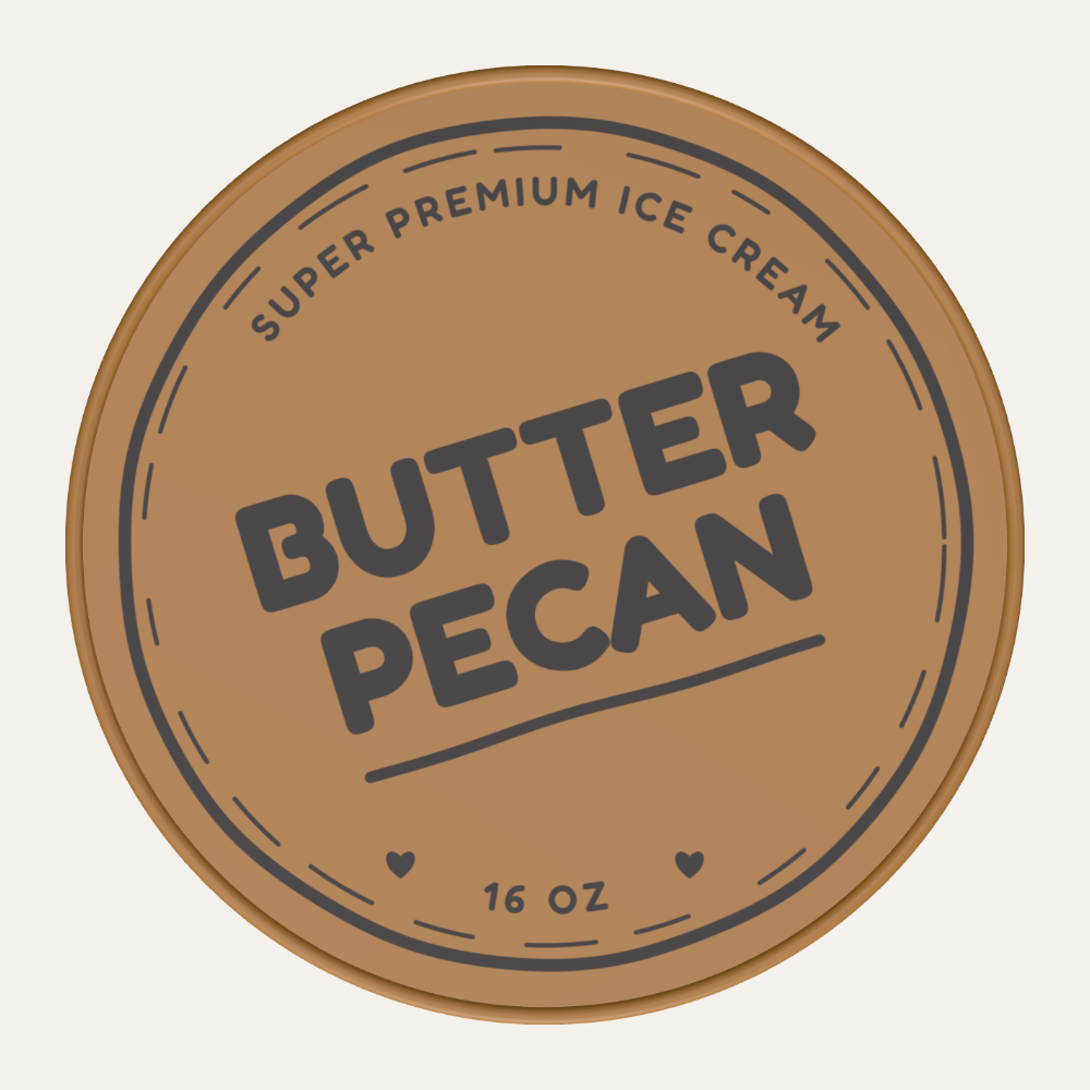 Secret Creamery Butter Pecan 16 oz pint — super premium ice cream — top