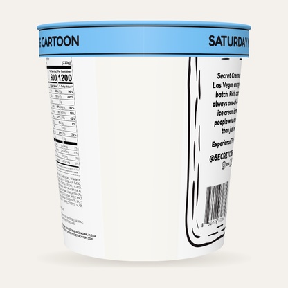 Secret Creamery Saturday Morning Cartoon (Cereal Milk) 16 oz pint — super premium ice cream — back