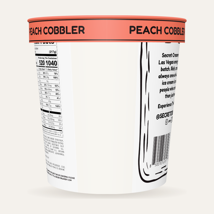 Secret Creamery Peach Cobbler 16 oz pint — super premium ice cream — back