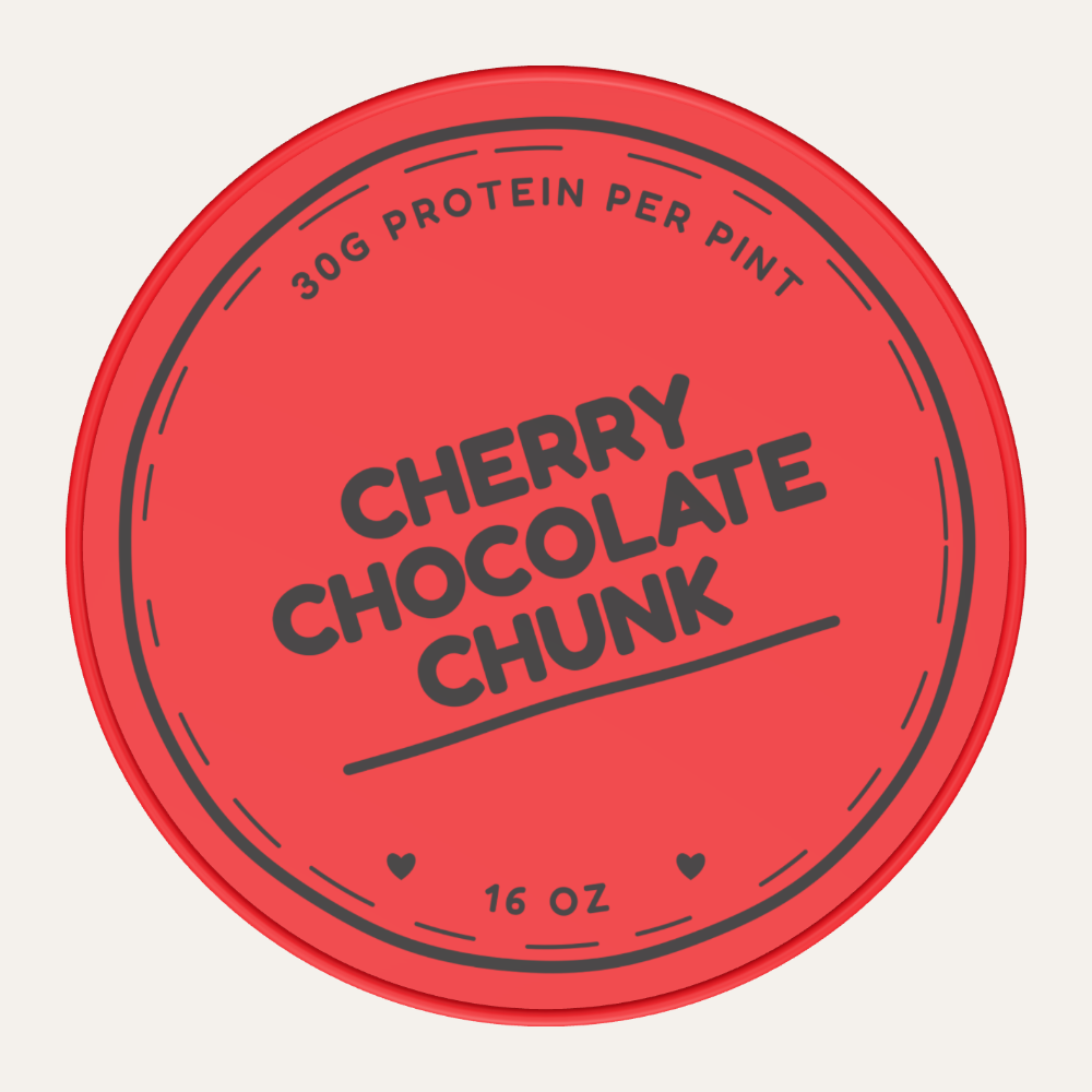 Secret Creamery Cherry Chocolate Chunk — High Protein 16 oz pint — high protein ice cream (30g protein) — top
