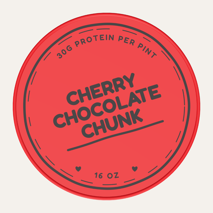 Secret Creamery Cherry Chocolate Chunk — High Protein 16 oz pint — high protein ice cream (30g protein) — top