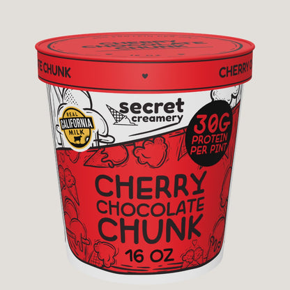 Secret Creamery Cherry Chocolate Chunk High Protein pint — 360° view