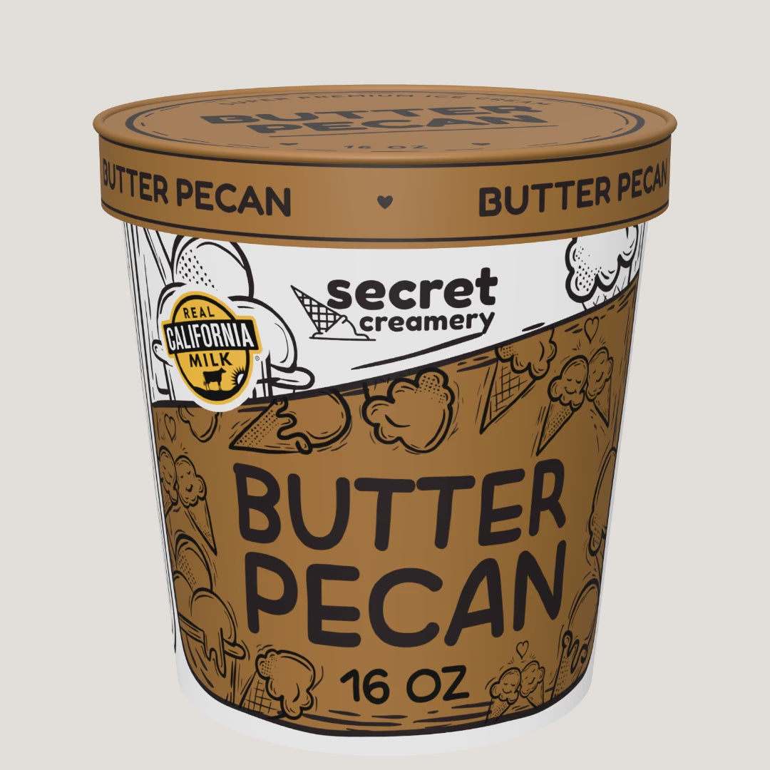 Secret Creamery Butter Pecan pint — 360° view