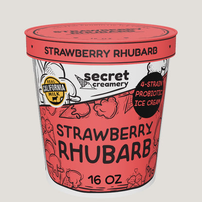 Secret Creamery Strawberry Rhubarb Probiotic pint — 360° view