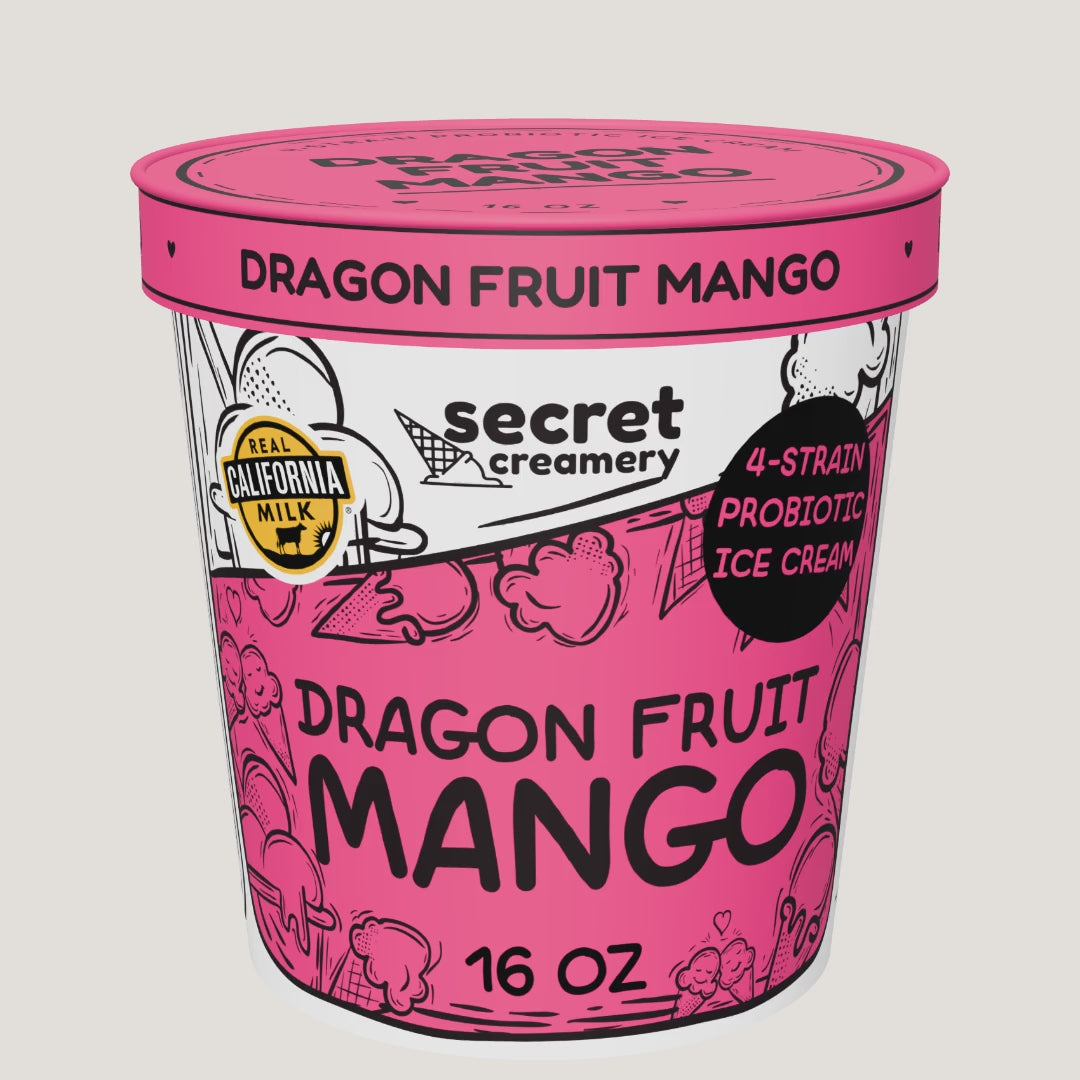 Secret Creamery Dragon Fruit Mango Probiotic pint — 360° view